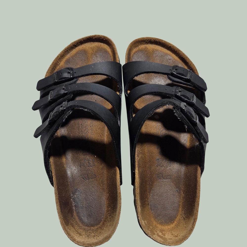 Birkenstock Florida Soft Footbed Black Three Strap Sandals Womens 38 L7 M5
